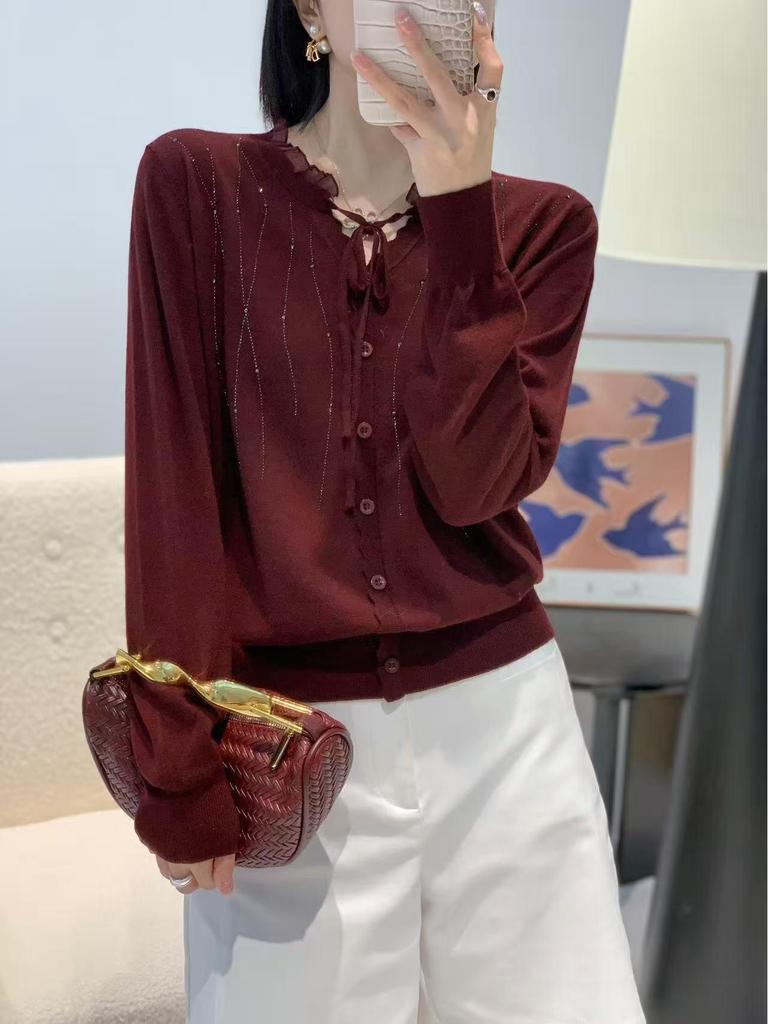 Popular Korean Retro Merino Wool Sweater: Trendy Long Sleeve Knit Top