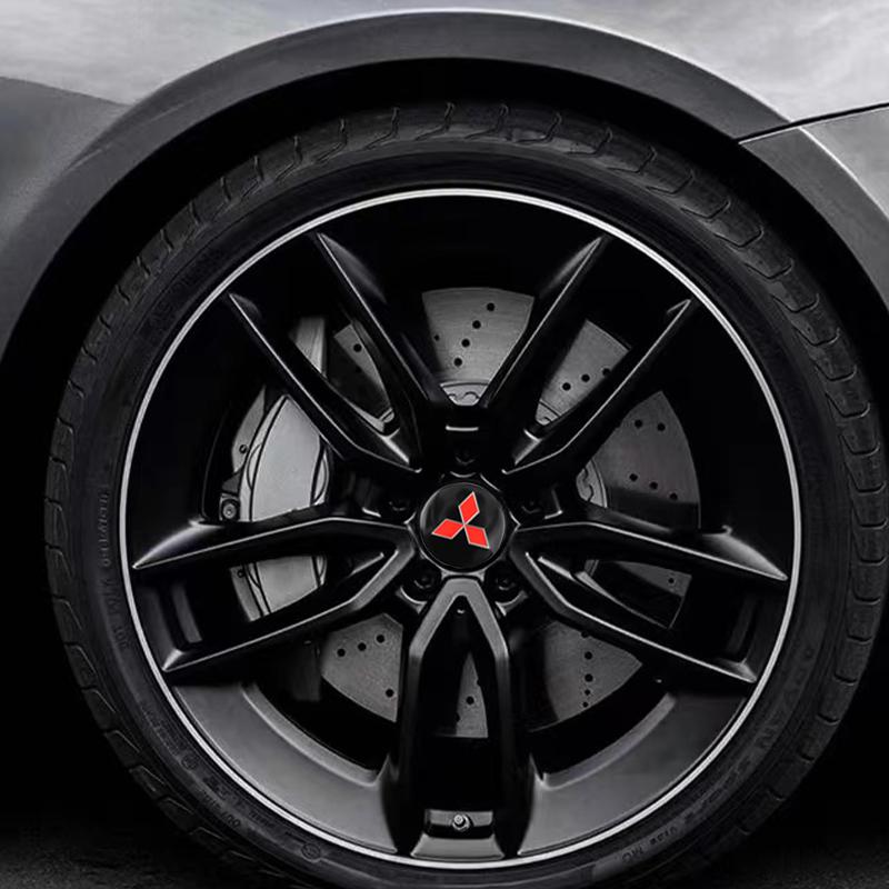 4PC Car Wheel Center Emblem Sticker Hub Cap Badge Decals For Mitsubishi Eclipse Lancer Outlander Pajero ASX Colt I200 Delica Ex rlvc25