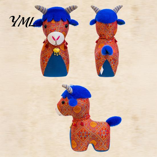 Decorative Pendant for Car Year of Goat Plush Toy, Chinese New Stuffed Sheep Doll, Soft Animal Zodiac Lunar Ornament Spring Festival Home Decor