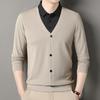 Men's Fake Two Piece Polo Shirt Casual Fashion Long Sleeve Collar T-shirt Versatile Top