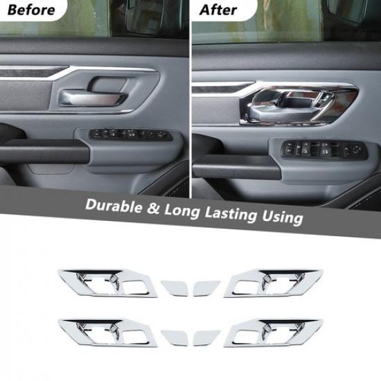 Interior Door Handle Bowl Cover Decor Trim for Dodge Ram 1500 2018+ Accessories Chrome