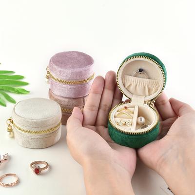 Mini Kleine Runde Samt Ring Schmuck Aufbewahrungsbox Tragbare Ringbox Schmuckverpackungsbox