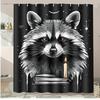 Black And White Line Animals Washable Dirt-Resistant Shower Curtain Shower Head Waterproof Polyester Bath Curtain For Home Decor