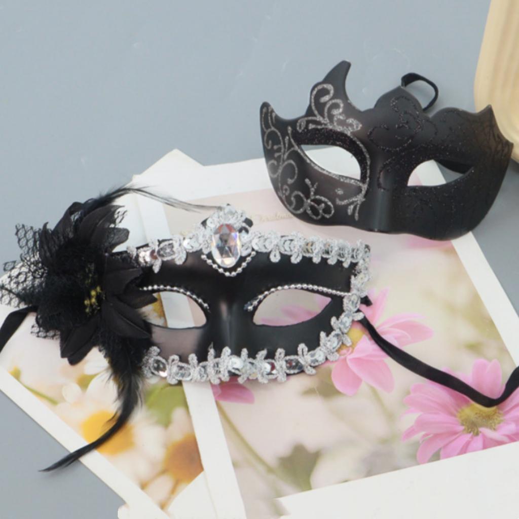 Prom Costume Mask Comfortable Painted Masquerade Mask Feather Flower Mask Elegant For Dances Masquerades Parties