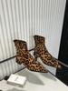 Fashion Women's Boots 2024 Autumn New Women's Leopard Print Boots Fashionable and Versatile Pointed Toe Short Boots Botas De Mujer