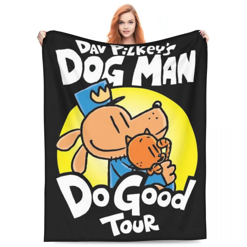 Throw Blanket Dog Man Dogman And Friend Micro Fleece Blanket Four Sizes Cartoon Portable Suitable For Sofa AntiPilling Blanket