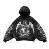Y2K Retro Punk Solid Color 3D Printed Hoodie Streetwear Unisex Oversized Zip-Up Sweatshirt Teens
