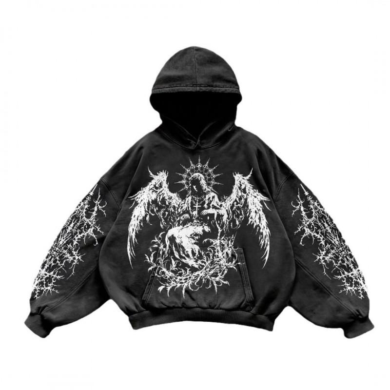Y2K Retro Punk Solid Color 3D Printed Hoodie Streetwear Unisex Oversized Zip-Up Sweatshirt Teens