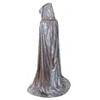 Wizard Halloween Cloak Gown Shiny Witch Cape Funny Hooded Ponchos  Adult Kids
