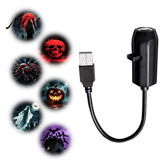 Decorative Light for Gatherings Christmas Halloween Projector, 3/6/10 Festive Scenes, 5D Holographic Night Compact USB Mood Flexible Gooseneck