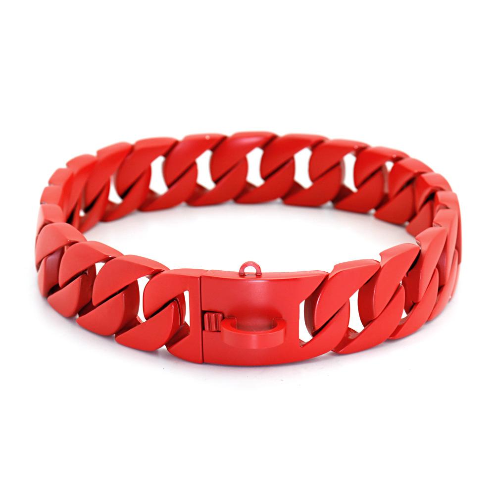 

32Mm Red Stainless Steel Dog Chain Collar Necklace Hip Hop Style