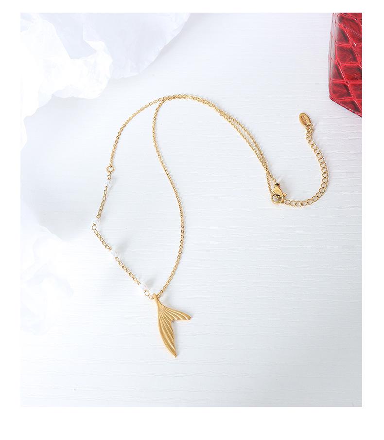 Mermaid Faux Pearl Necklace: Trendy Japanese-Korean Design In Gold-Plated Titanium Steel