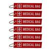 2Pcs Red White Embroidered Component Device Compact Keychain Luggage Identifier With Detachable Metal Ring For Emergency Supplies