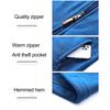 Men Fall Winter Coat Stand Collar Neck Protection Color Block Zipper Closure Long Sleeve Pockets Thick Warm Soft Loose Casual Coat