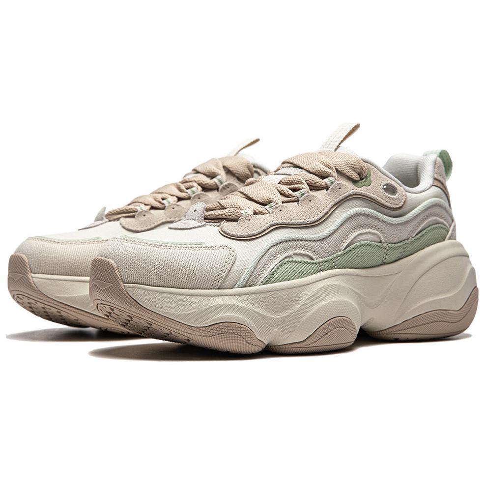 New LiNing Anti Slip Wear Resistant Low Top Casual Shoes Women's White Gray Green AGCU296-4
