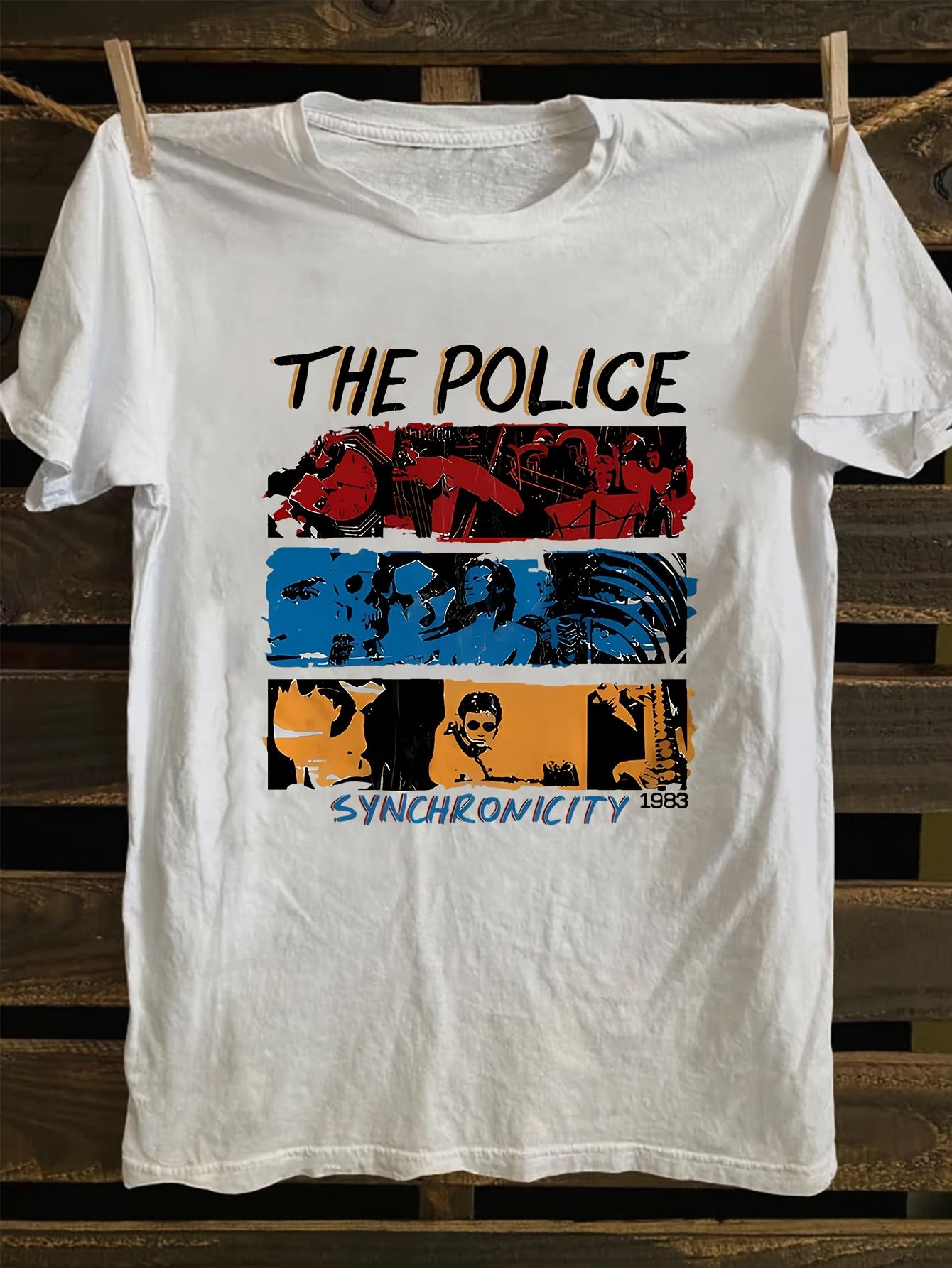 

Men Women s THE POLICE Retro Graphic Print T-Shirt Short Sleeve Crew Neck Casual Top Vibrant Color Block Design Machine Summer 4XL