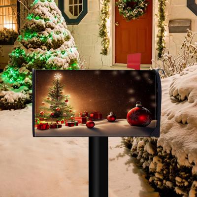 Winter Magnetischer Briefkastenbezug Standardgröße 18 x 21 Zoll Frohe Weihnachten Briefkastenfolien Bezug Feiertagspost Briefkastenabdeckung für Außengarten Hofdeko