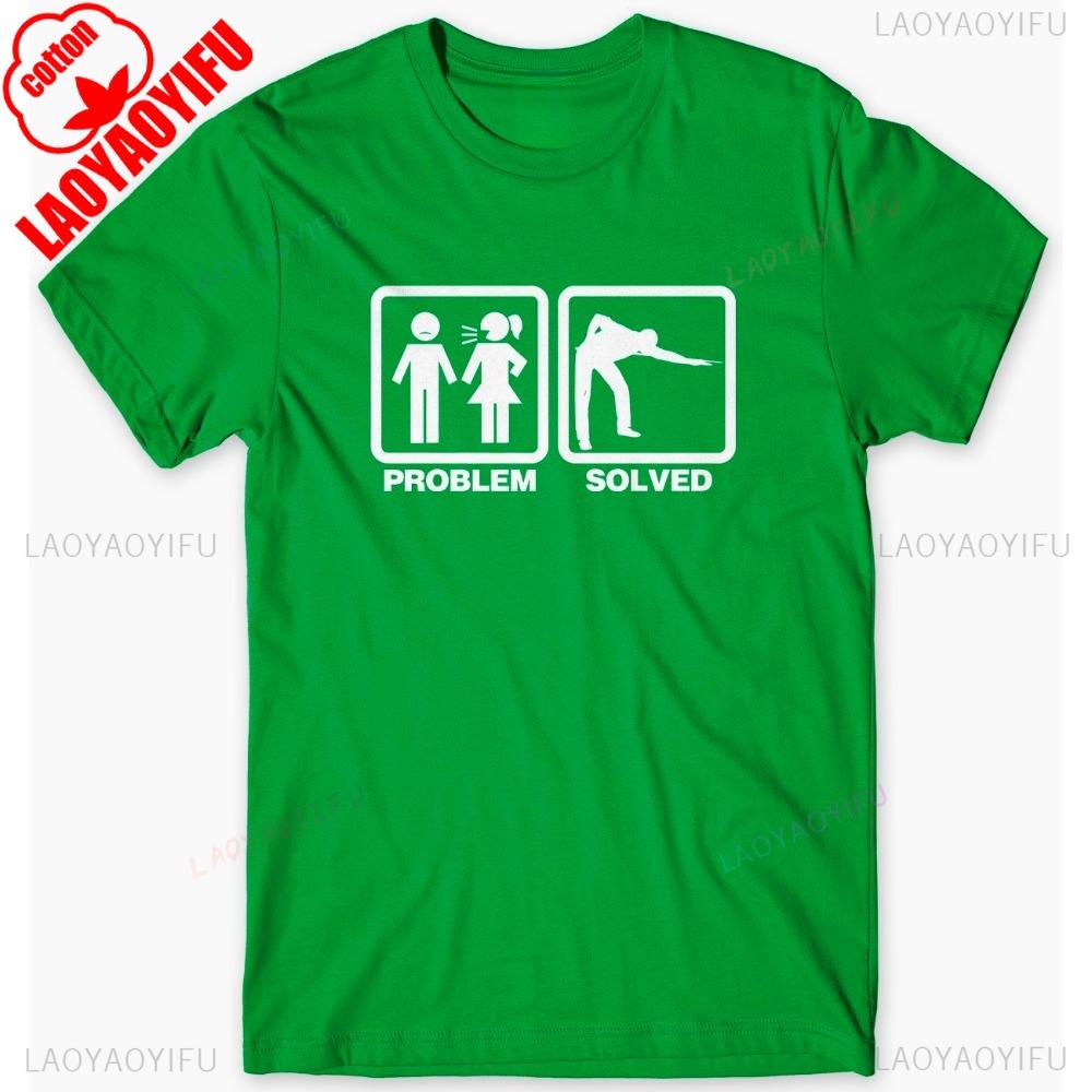 Problem Gelöst Snooker Pool Herren Lustiges T-Shirt Unisex Humorvoll Spaß Einzigartiges Design Bedrucktes T-Shirt Herren Rundhals Baumwoll-Tee Top
