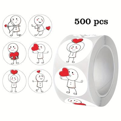 500 Stück/Rolle Streichholzmännchen Daumen Hoch Selbstklebende Aufkleber Scrapbooking Umschlag Papierversiegelungs-Etiketten PVC Klebeaufkleber