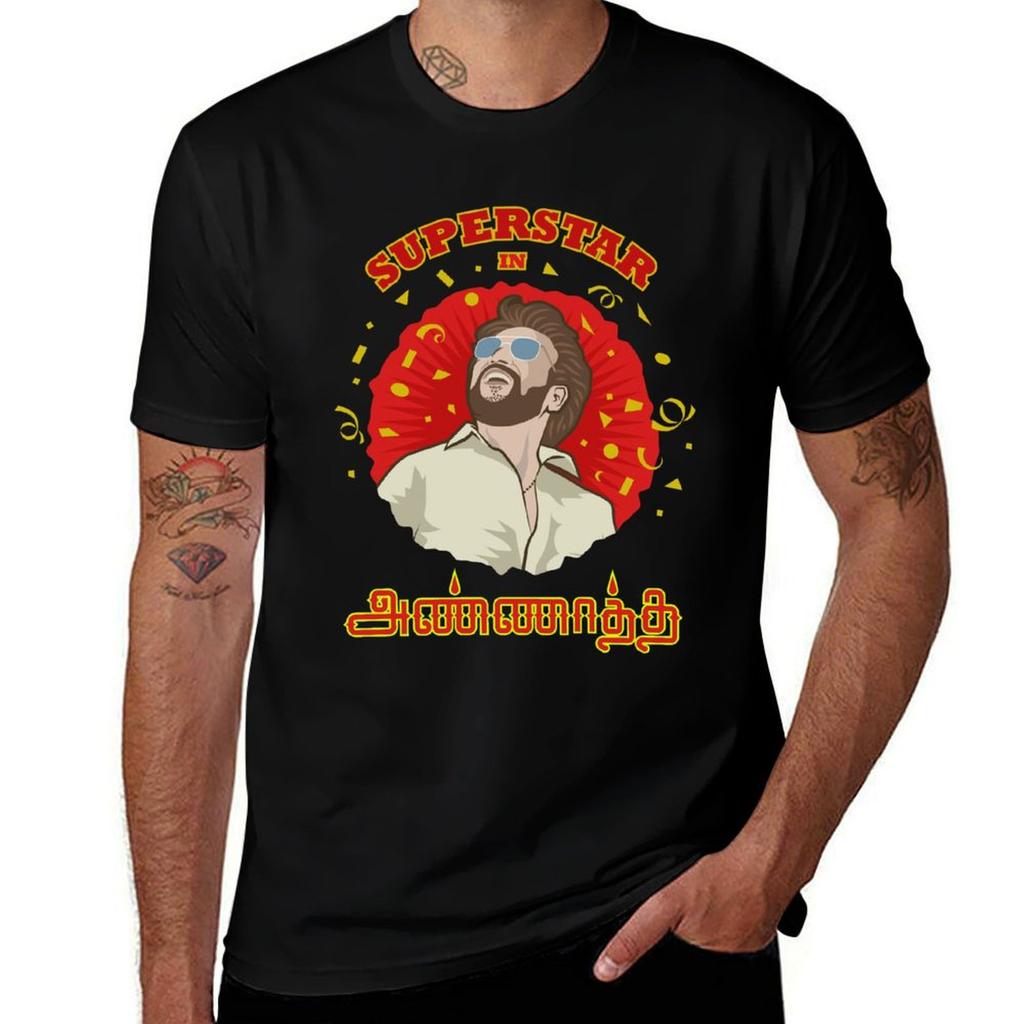 Annatha Tamil Movie Superstar Rajinikanth TShirt Functional Casual Short Sleeve Tee