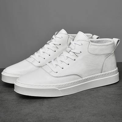 Mode Nieuwe Heren High Top Sneakers Mannelijk Luxe Merk Comfortabele Skateschoenen Heren Echt Leer Mode Enkellaarsjes Skateschoenen Heren