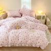 Ins Strawberry Bedding Set Spring Summer Soft Ruffles Princess Floral Duvet Cover No Filler Pillowcase Bed Sheet Quilt Cover