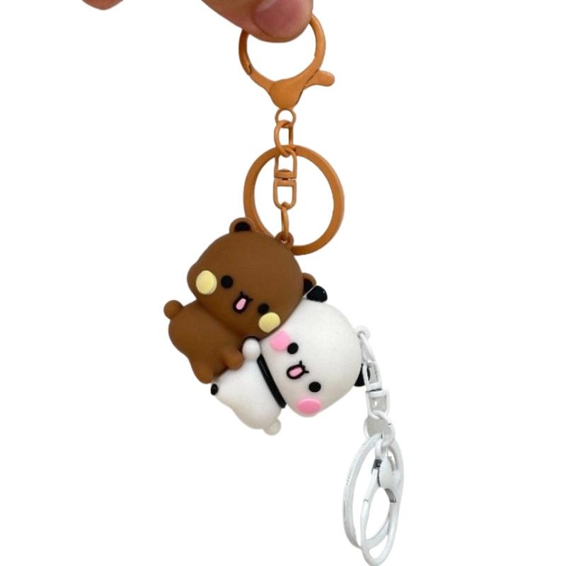 Kawaii Bubu a Yier Magnetická objímací klíčenka Ozdoby na batoh Kreslená panda Bubu a Dudu Magnetický přívěsek Klíčenka Dárek Hračka