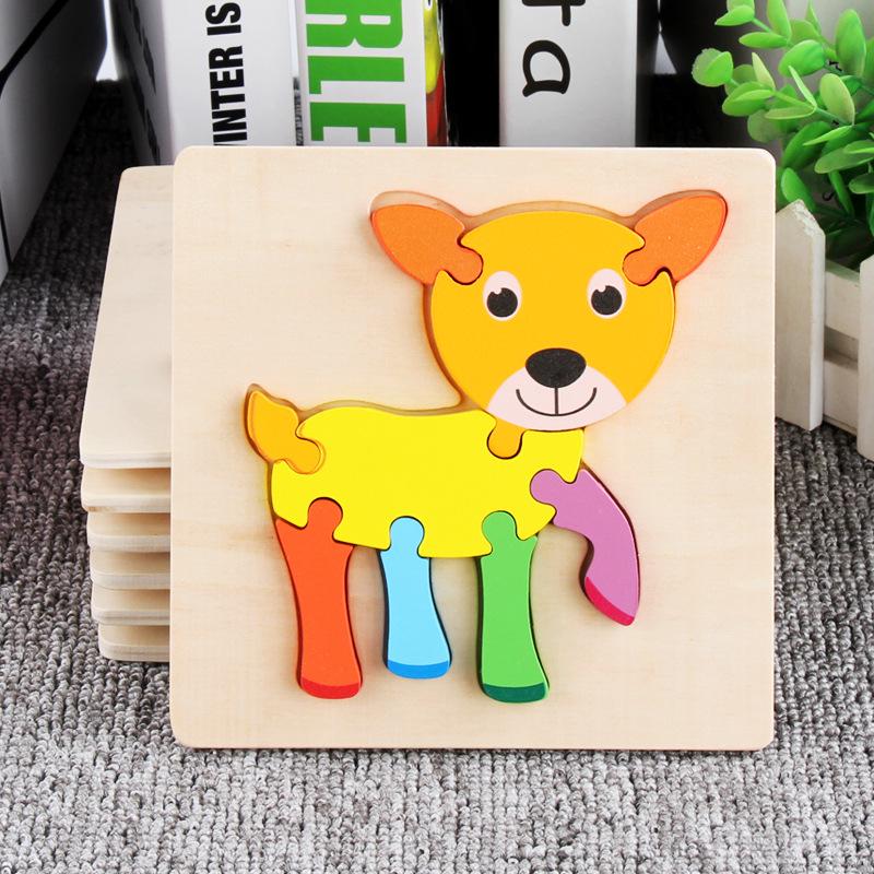 Children's 3D Wooden Animal Puzzle - Educational Building Blocks for Early Learning