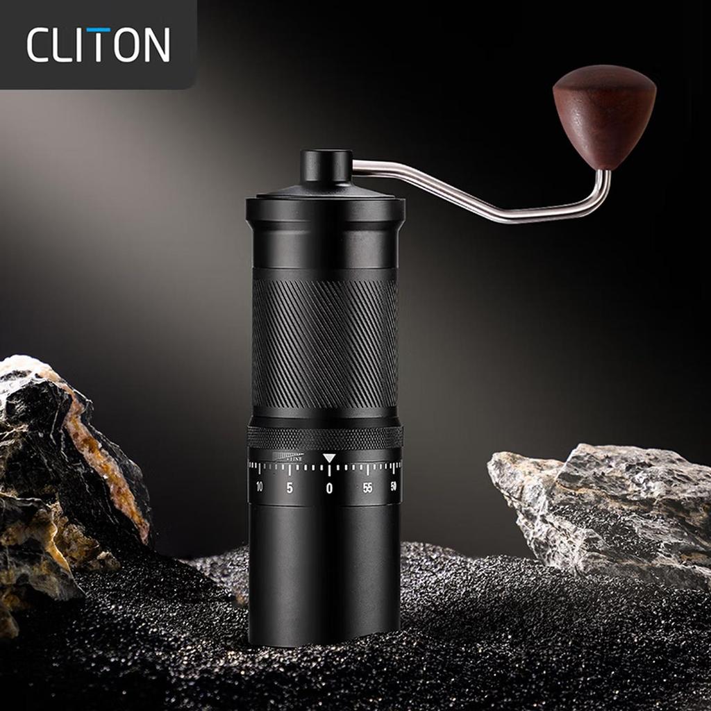 CLITON Hand-Crank Coffee Grinder, External Adjustable Scale Coffee Bean Grinder, Black