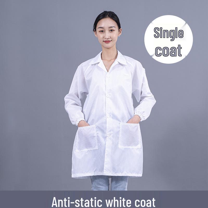 Unisex Striped Antistatic Lab Coat for Dust-Free and Static Protection