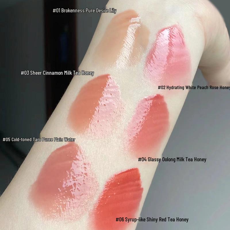 Daimanpu Clear Oxygen Mirror Lip Glaze: Watery Glass Jelly Lips in Milk Tea Shade Lip Gloss