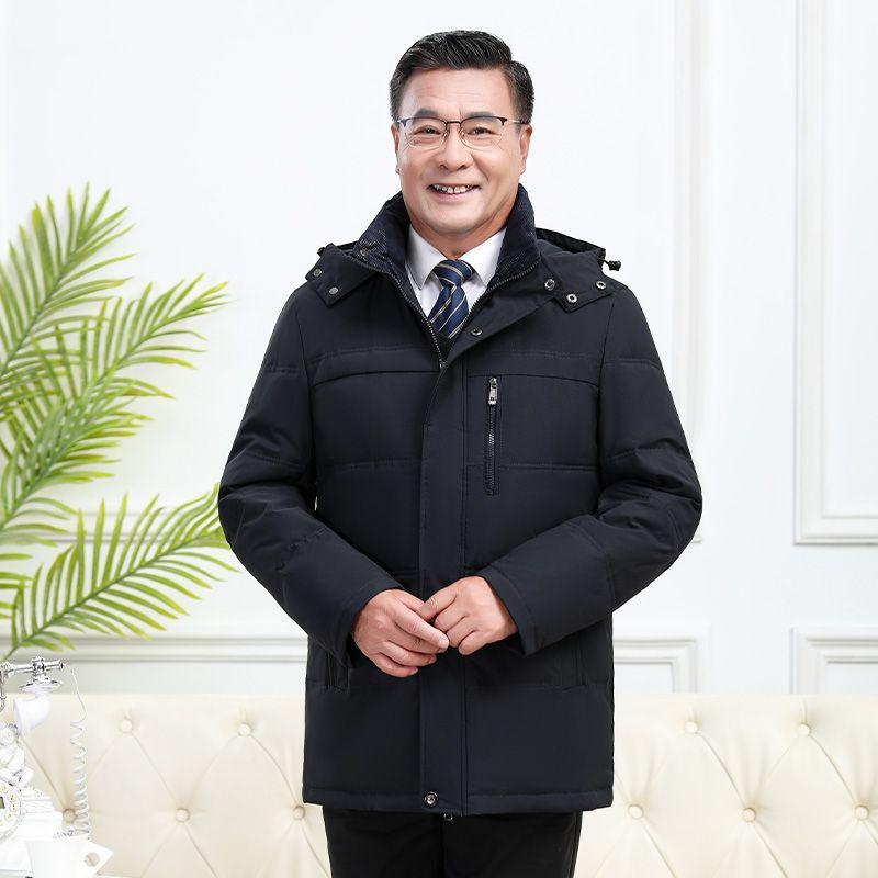 

Зимняя теплая куртка из хлопка-пуховика 2024 года для мужчин среднего возраста 4XL 175-195 catties синий