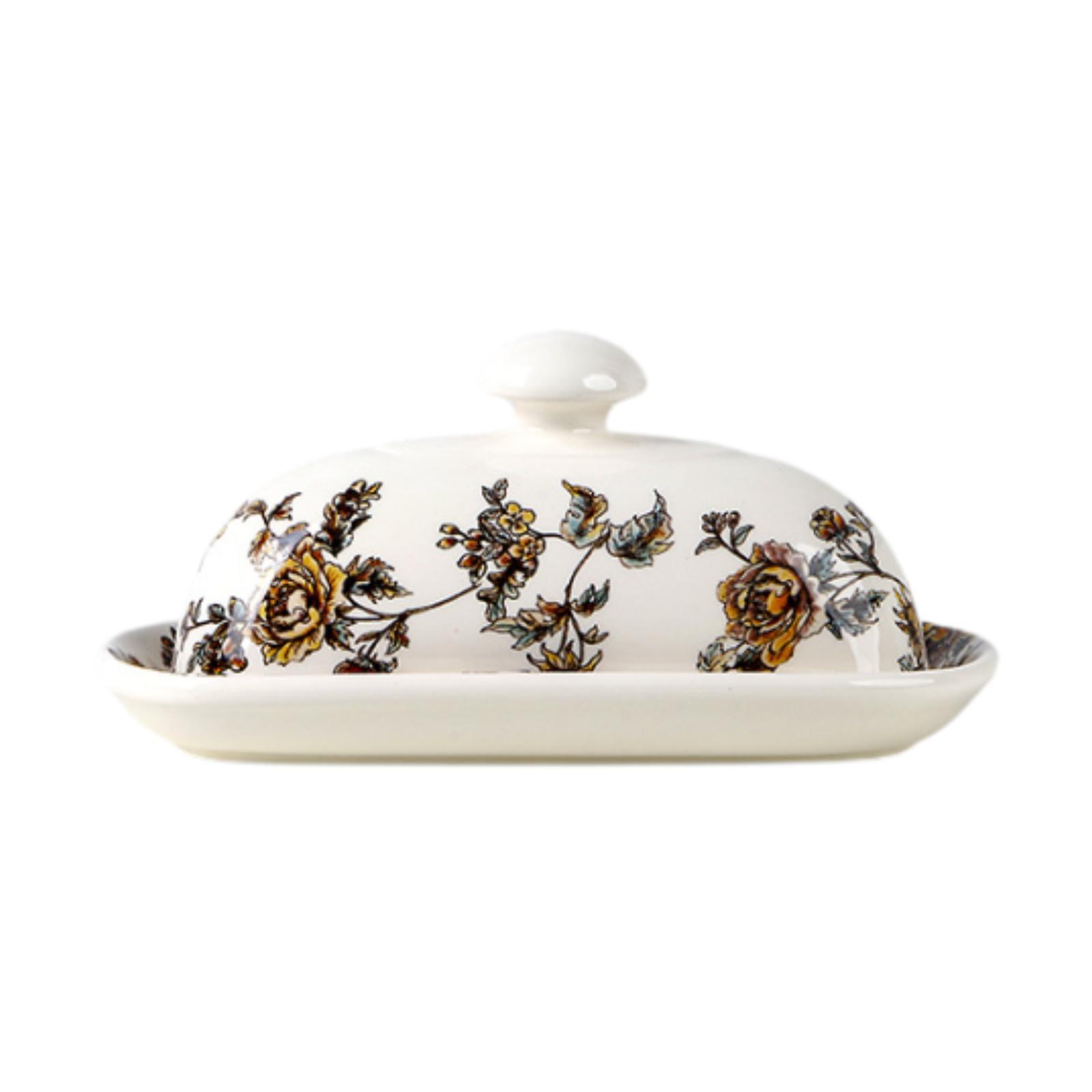 

Cheese Butter Keeper Porcelain Dessert Plate Kitchen Utensils Butter Dish with Lid for Household Counter Buffet Cake Freezer