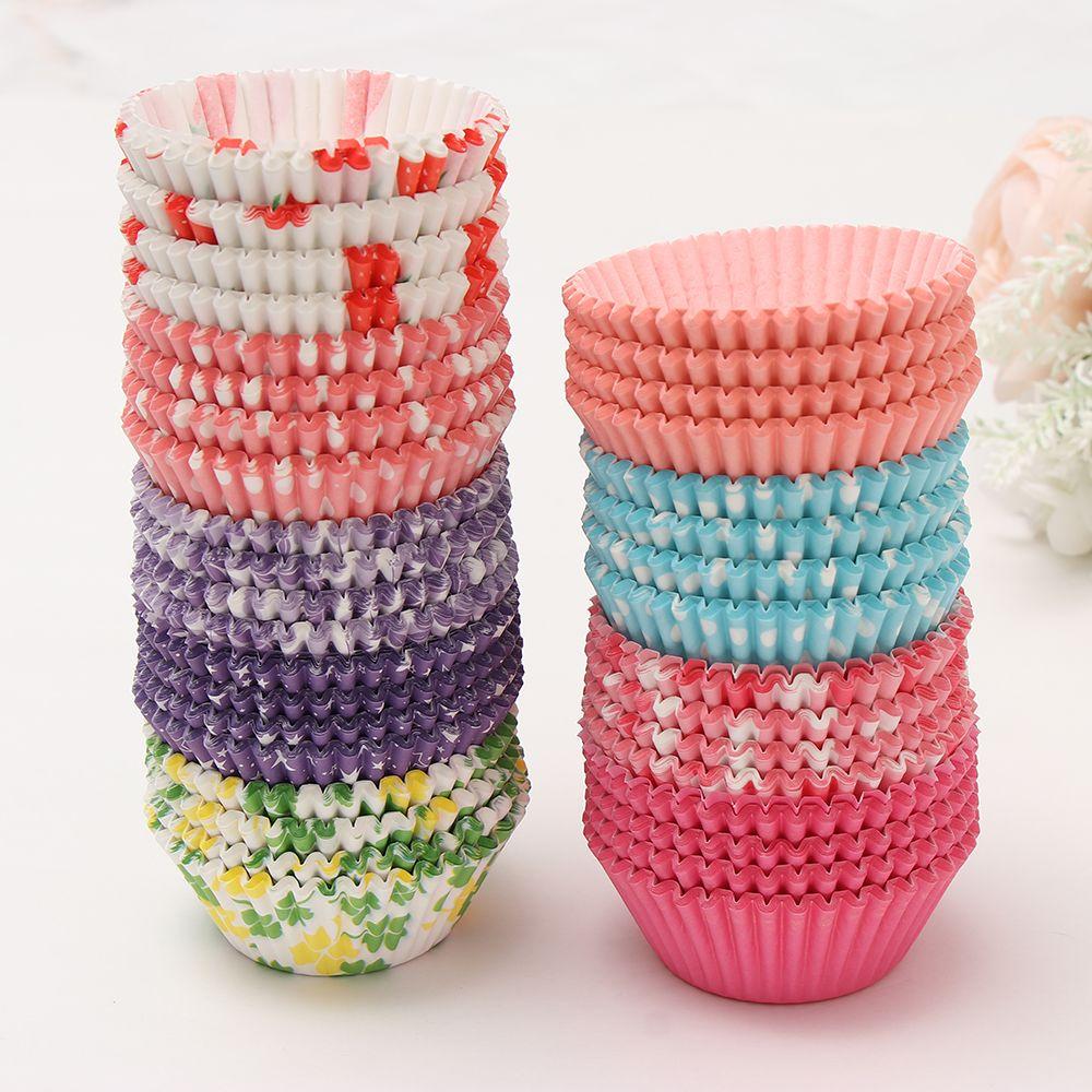 100 PEZZI Stampini per Torta Carta Cupcake Wrapper Scatole Muffin per Cottura Stampini per Torta Attrezzi per Decorazione Torte Forniture per Pasticceria