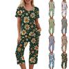 Conjuntos de 2 peças para mulheres, blusa de manga curta de verão e calças com bolsos, conjuntos macios de treino