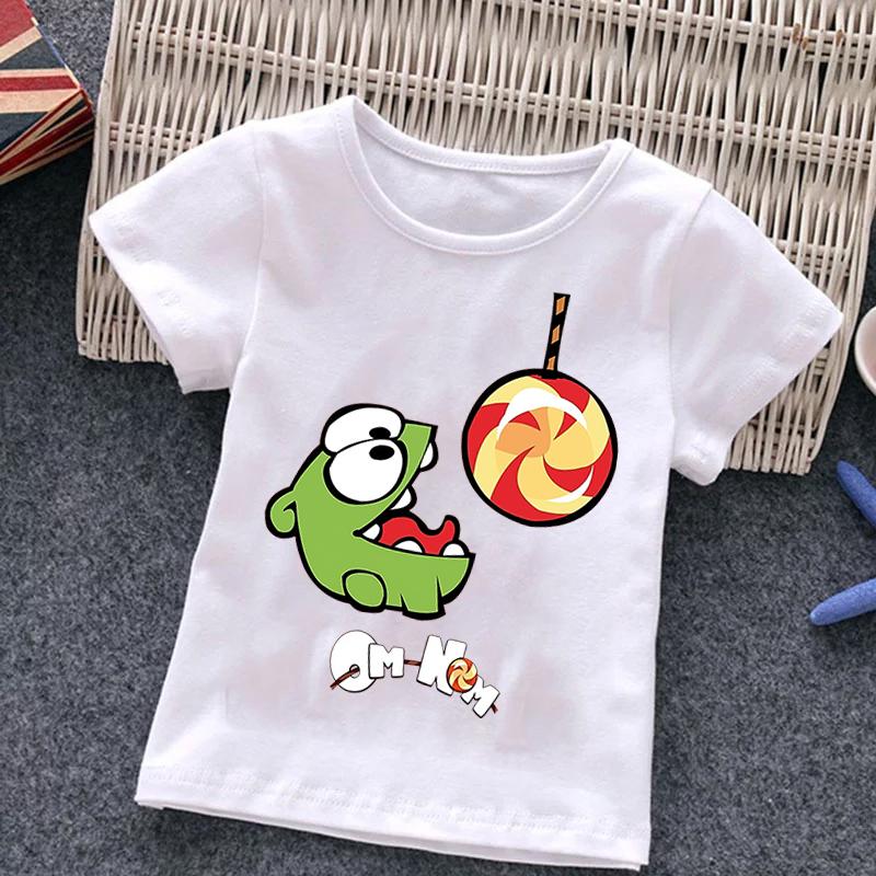 Funny Baby Girl Boy Cartoon Game Cut The Rope T-Shirt Children Frog Short Sleeve Top Tees Kids