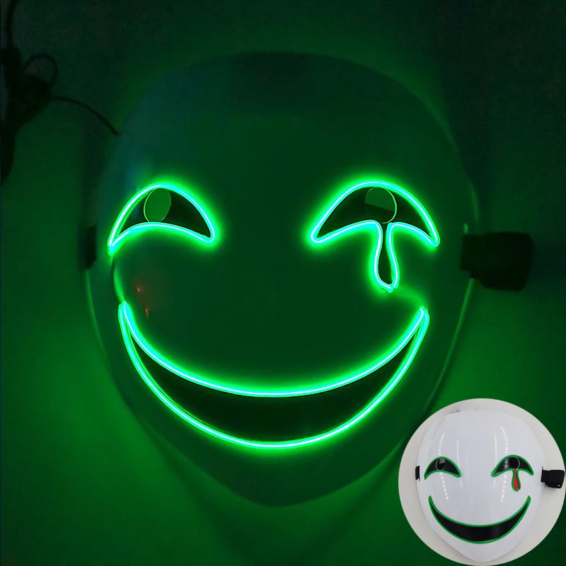 Maschere Facciali LED Sorridenti Luminose per Feste Rave Costume di Halloween Cosplay Maschere Luminose Horror Oggetti di Scena per Case Infestate