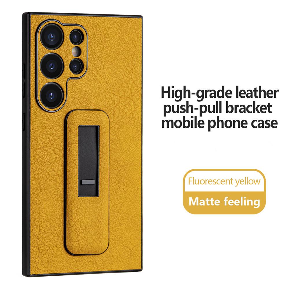 Push Pull Holder Case For Samsung S24 Ultra S23 Ultra S22 S21 Plus Leather Cover For Galaxy S24 Plus Matte Feeling Bracket Cover