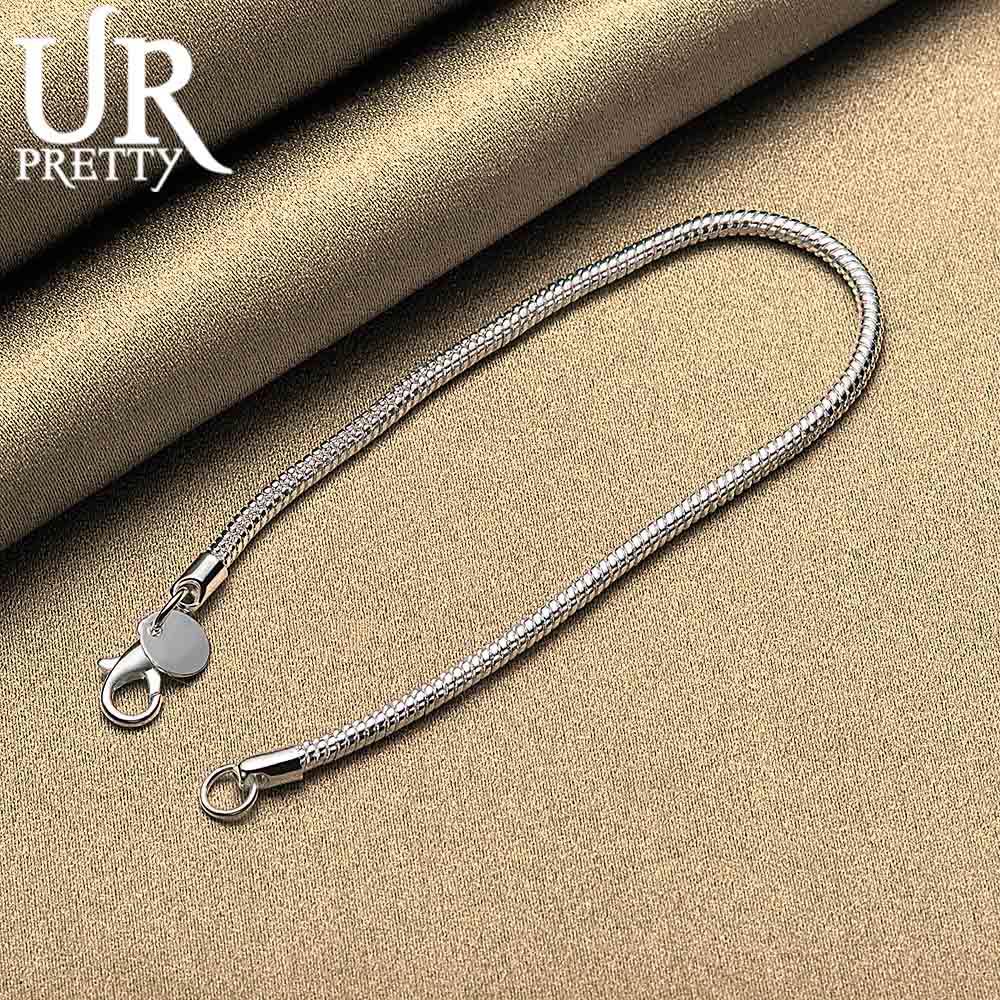 925 Sterling Silver 3MM Snake Chain Bracelet Fashionable Wedding Jewelry
