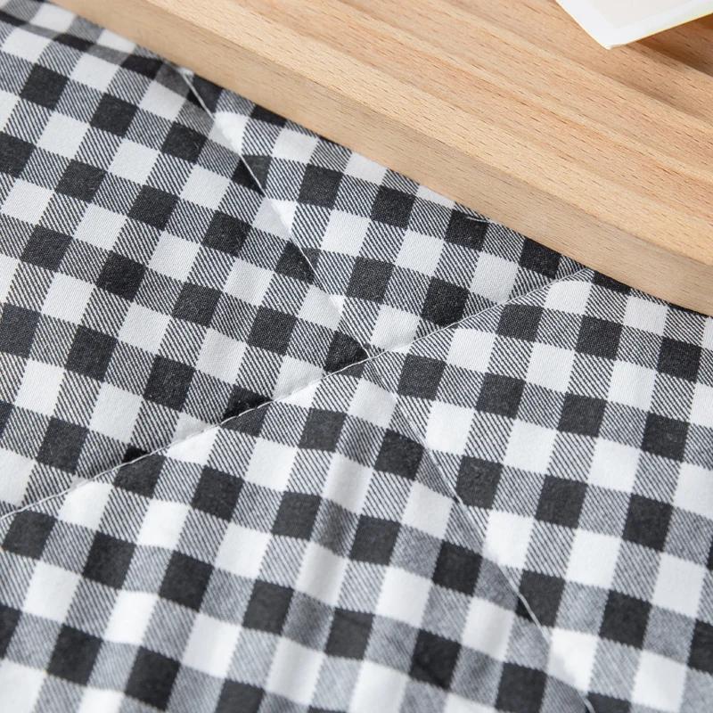 Simple Black White Checkerboard Pattern Summer Quilt Cotton Skin-friendly Air Conditioning Quilted Quilt Multifunction Blanket