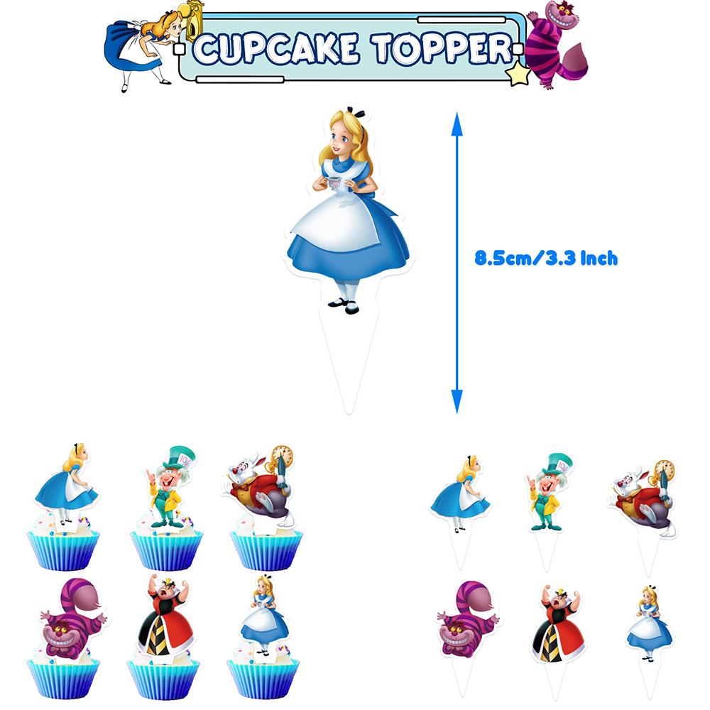 32Pcs Alice In Wonderland Party Decorations Includes Cake Topper, Balloon Banner