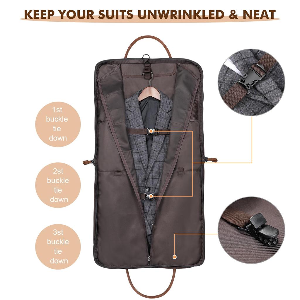 Garment Bag Business Travel Canvas Leather Suit Cover S-ZONE Carry-on Men's