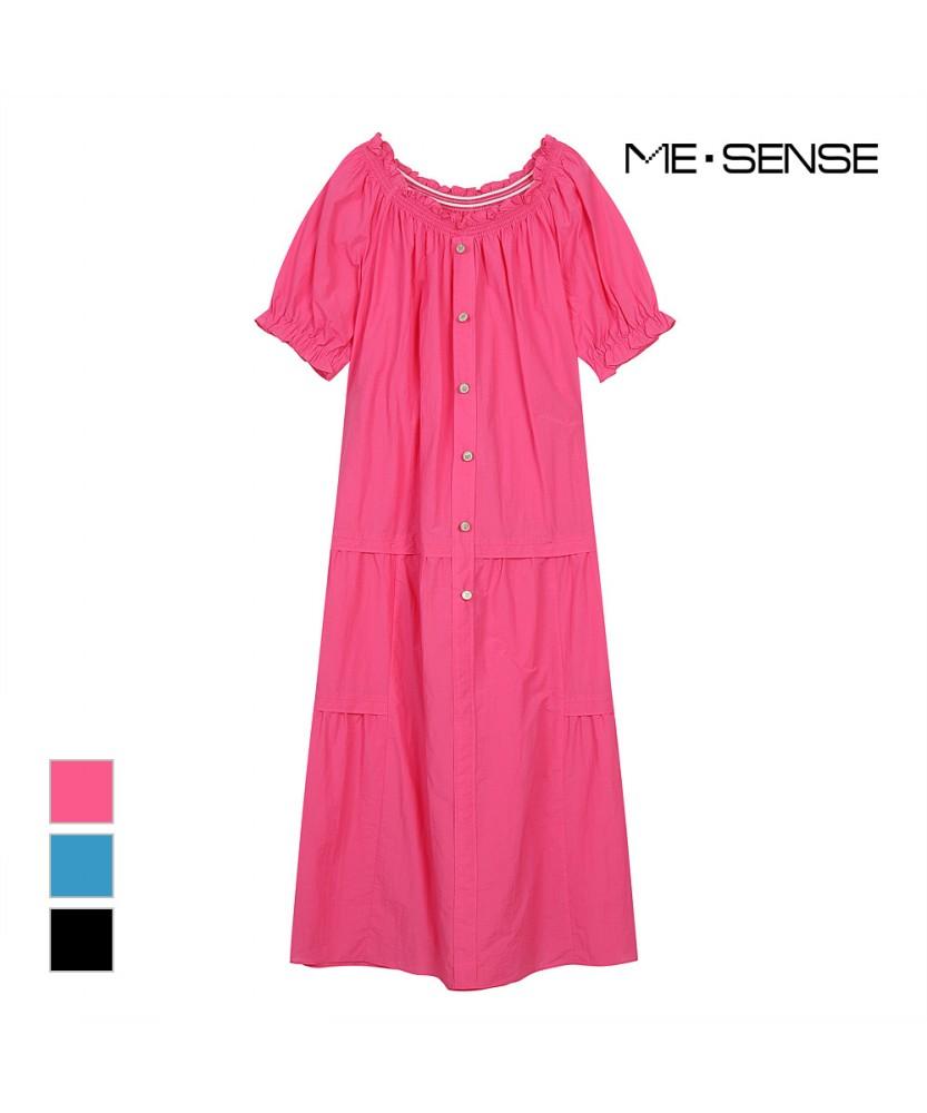 MESENSE Elastic Waist Short Sleeve Long Dress_Mb46Opm184A
