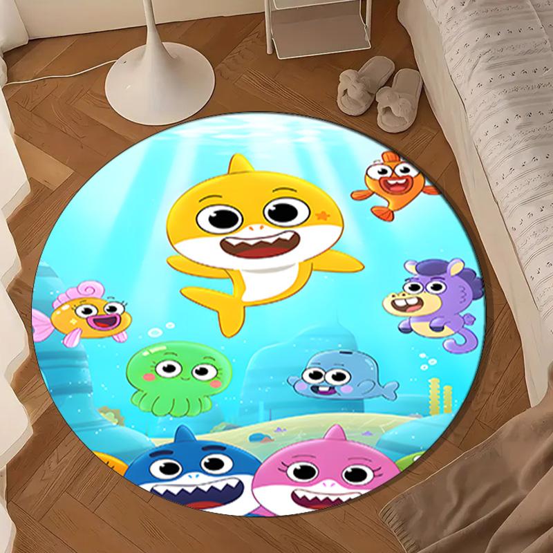 Cartoon Shark Dance Party Round Rug for Livingroom,Bedroom, Palyroom, Chair Rug, Area rug, Circle Carpet, Large Size Fan Christmas gift