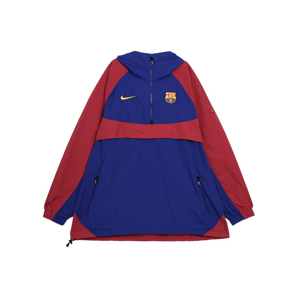 Nike FC Barcelona Half-Zip Hooded Windrunner Men Tops Red Blue CW2934-455