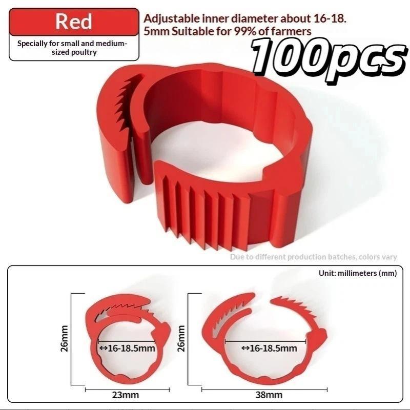 100 Pack Adjustable Poultry Leg Identification Rings Durable No Number Buckle for Chicken Duck Goose Home Farm Feeding Use