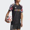 Adidas Pride Pre-Match Jersey Camouflage Print Color Block V-Neck Short Sleeve Soccer Shirt Men Tops Black HY5898