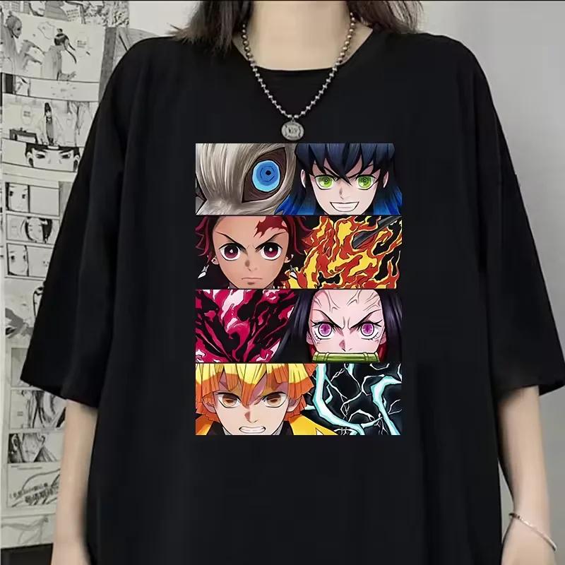 Hot Anime Demon Slayer Series Printed T-Shirt Women Ladies Harajuku Casual Fashion Round Neck Short Sleeve Top