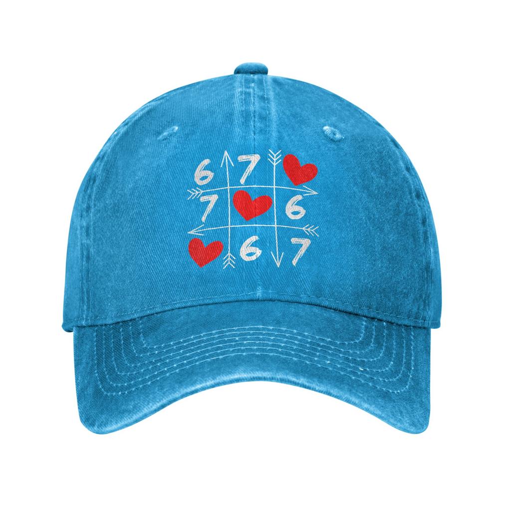 Six Seven 67 Meme 6 7 Valentines Day Heart Sun Baseball Cap  Casual Couple Women Washed Sport Baseball Caps Birthday Present