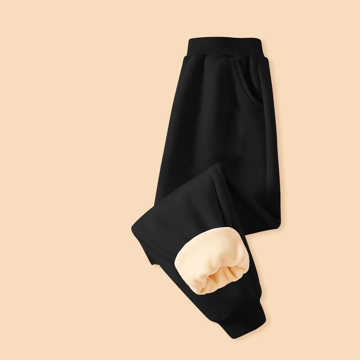 

Новые детские зимние штаны из овечьей шерсти, утепленные флисом, утолщенная верхняя одежда, цельный флис, мальчиковые осенне-зимние средней толщины, из чистого хлопка 160cm чёрный